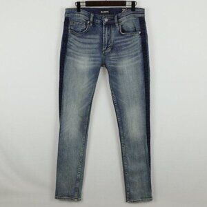 Blank NYC Horatio Men's Size 31 Blue Denim Tuxedo Stripe Skinny Jeans